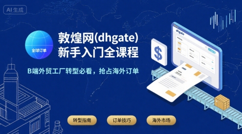 敦煌网(dhgate)新手入门全课程，B端外贸工厂转型必看，抢占海外订单-致富学堂