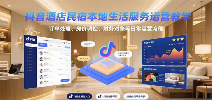 抖音酒店民宿本地生活服务运营教学，订单处理、房价调控、财务对账等日常运营流程-致富学堂