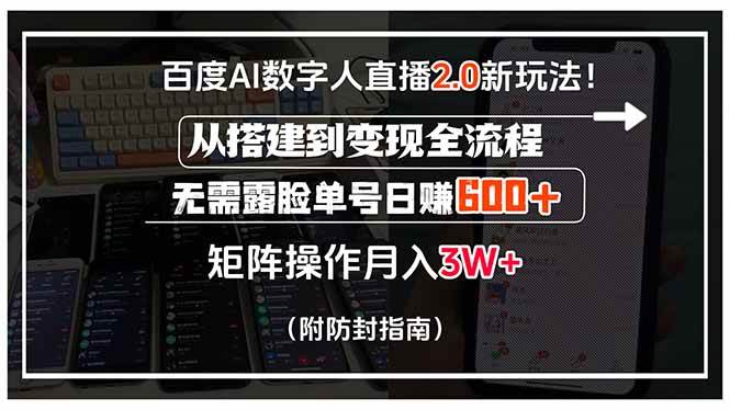（15555期）百度AI数字人直播2.0新玩法！从搭建到变现全流程，无需露脸单号日赚600…-致富学堂