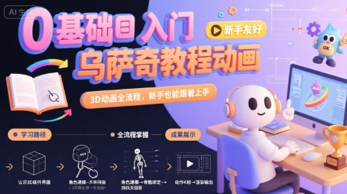 0基础入门乌萨奇教程动画，3D动画全流程，新手也能跟着上手-致富学堂