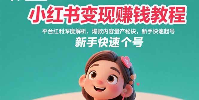 （15559期）小红书变现赚钱教程：平台红利深度解析，爆款内容量产秘诀，新手快速起号-致富学堂