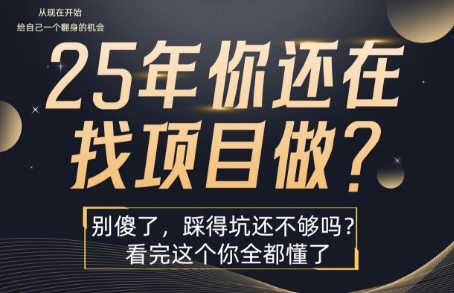 25年，你还在疯狂的找项目吗？别傻了，看完这个你都懂了【揭秘】-致富学堂