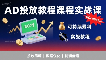 AD投放教程课程实战课，实现广告ROI300%+可持续暴利-致富学堂