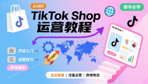 TikTok Shop从0到1运营教程，TikTok跨境电商新手必学课程-致富学堂