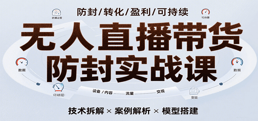 无人直播带货防封实战课，7天掌握高转化直播技术，实现单场GMV破万可持续模型-致富学堂