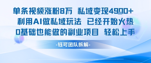 单条视频私域变现4.9k+利用AI做私域玩法 已经开始火热0基础也能做的副业项目轻松上手-致富学堂