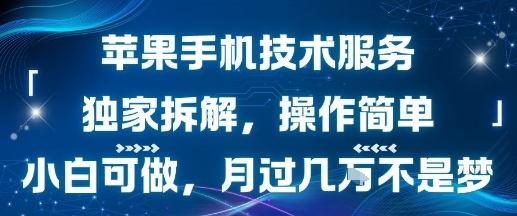苹果手机技术服务，独家拆解，操作简单，小白可做，月过1W不是梦-致富学堂