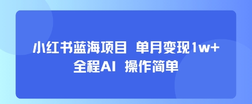 小红书蓝海项目 单月变现1w+ 全程AI 操作简单-致富学堂