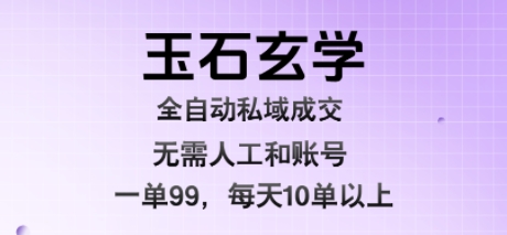 玉石玄学全自动私域成交，一单99每天十单以上，无需人工和矩阵账号，蓝海项目直接干【揭秘】-致富学堂