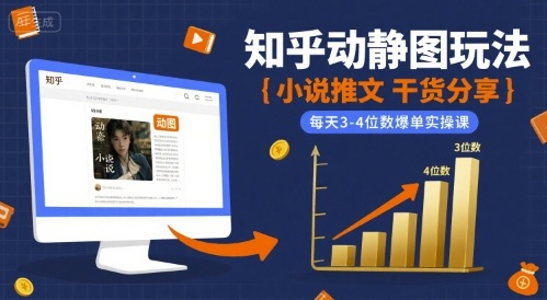 小说推文干货分享之知乎动静图玩法，每天3-4位数爆单实操课-致富学堂