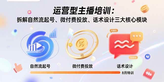 （15654期）运营型主播培训：拆解自然流起号、微付费投放、话术设计三大核心模块-8月-致富学堂