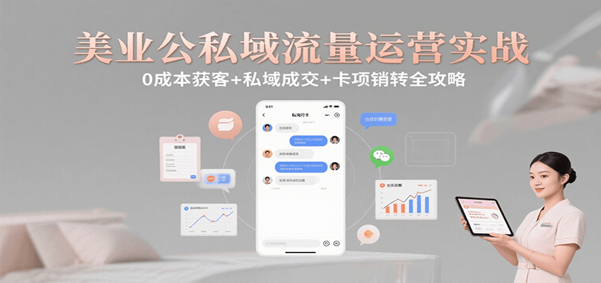 美业公私域流量运营实战：0成本获客+私域成交+卡项销转全攻略-致富学堂