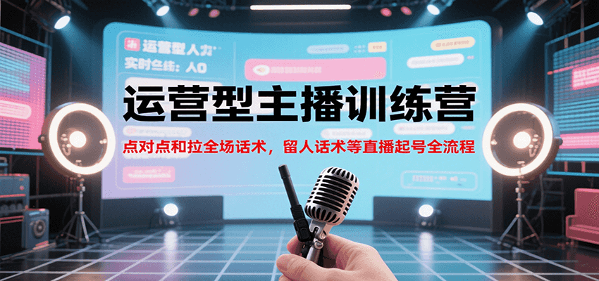 运营型主播训练营，点对点和拉全场话术，留人话术等直播起号全流程（更新8月）-致富学堂
