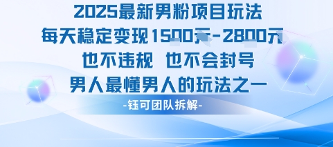 2025最新男粉项目玩法每天变现1k+也不违规也不会封号男人最懂男人的玩法-致富学堂