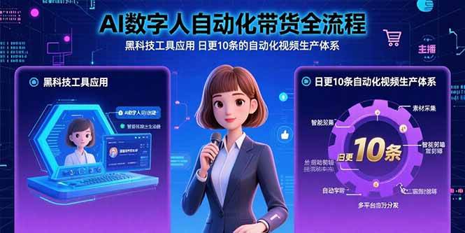 （15699期）AI数字人自动化带货全流程：黑科技工具应用 日更10条的自动化视频生产体系-致富学堂