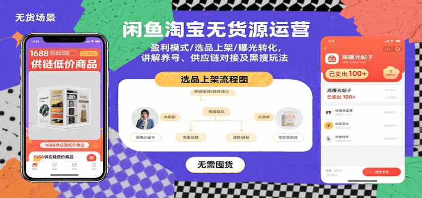 闲鱼淘宝无货源运营：盈利模式/选品上架/曝光转化，讲解养号、供应链对接及黑搜玩法-致富学堂