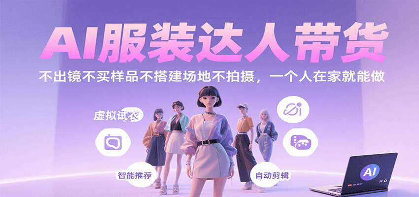 AI服装达人带货，不出镜不买样品不搭建场地不拍摄，一个人在家就能做-致富学堂