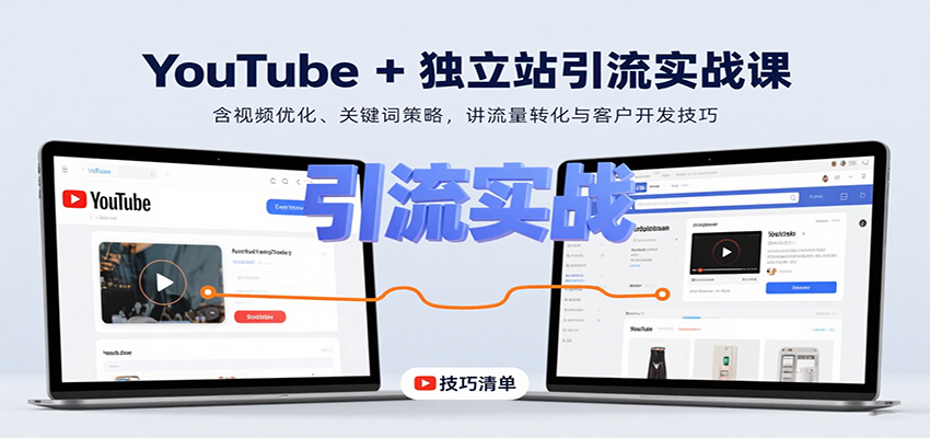 YouTube+独立站引流实战课：含视频优化、关键词策略，讲流量转化与客户开发技巧-致富学堂