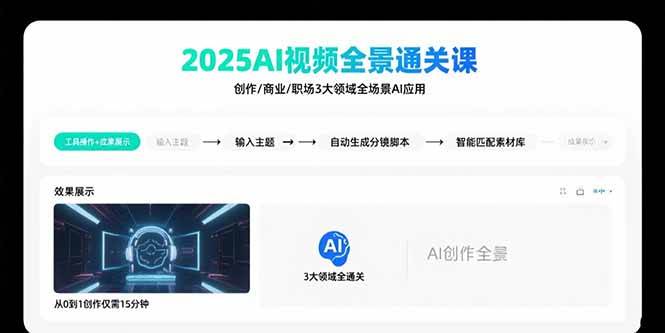 （15762期）2025AI视频全景通关课：涵盖创作/商业/职场3大领域  掌握AI全场景应用-致富学堂