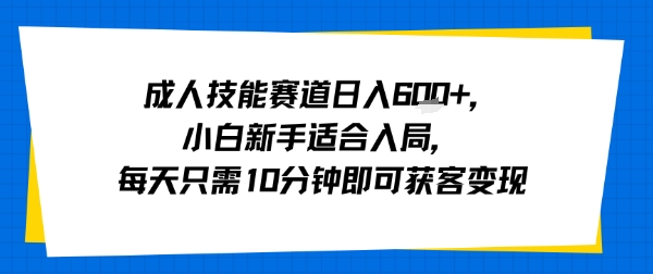 成人技能赛道日入多张，小白新手适合入局，每天只需10分钟即可获客变现-致富学堂