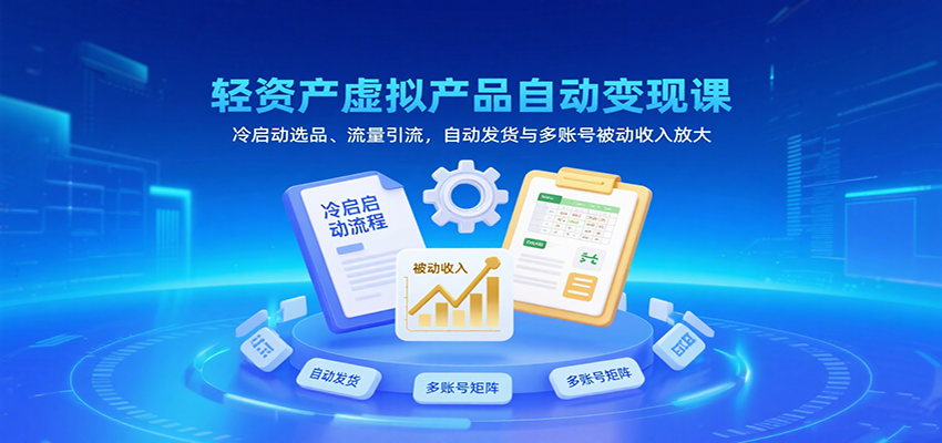 轻资产虚拟产品自动变现课，冷启动选品、流量引流，自动发货与多账号被动收入放大-致富学堂