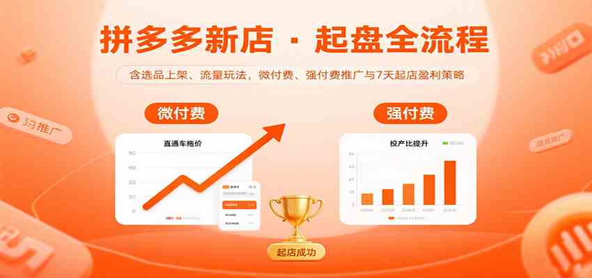 拼多多新店起盘全流程，含选品上架、流量玩法，微付费、强付费推广与7天起店盈利策略-致富学堂