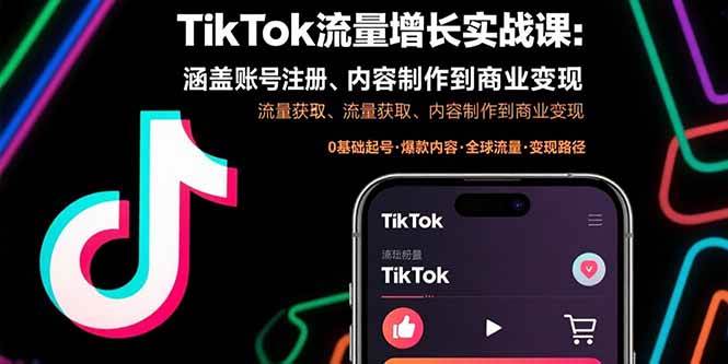 （15791期）TikTok流量增长实战课：涵盖账号注册、流量获取、内容制作到商业变现-致富学堂