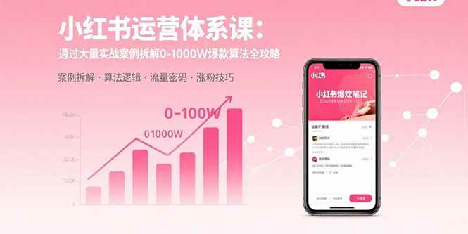 （15792期）小红书运营体系课：通过大量实战案例拆解0-1000W爆款算法全攻略-致富学堂