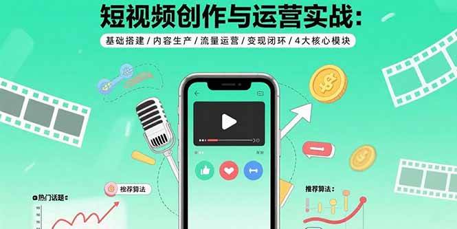 （15819期）短视频创作与运营实战：基础搭建/内容生产/流量运营/变现闭环/4大核心模块-致富学堂