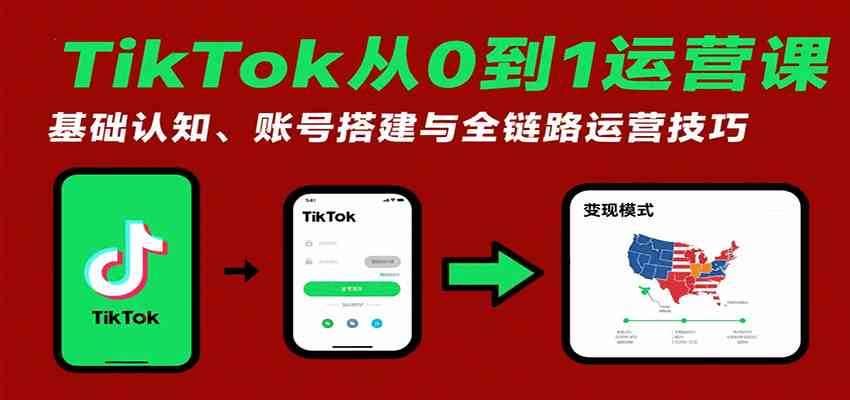 TikTok从0到1运营课：基础认知、账号搭建与全链路运营技巧-致富学堂