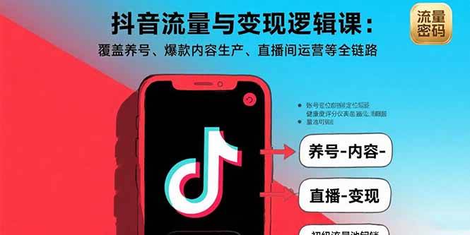 （15824期）抖音流量与变现逻辑课：覆盖养号、爆款内容生产、直播间运营等全链路-致富学堂