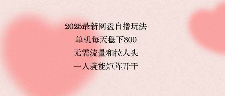 （15831期）2025最新网盘自撸玩法，单机每天稳下3张，无需流量和拉人头，一个人就…-致富学堂