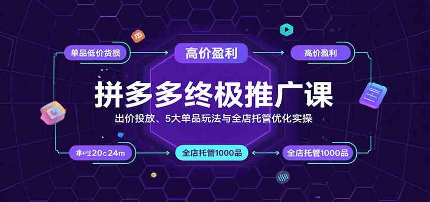 拼多多终极推广课：出价投放、5大单品玩法与全店托管优化实操-致富学堂