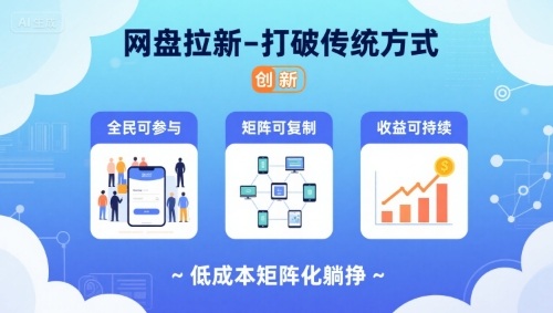 网盘拉新-打破传统方式，低成本矩阵化躺挣，全民可参与、矩阵可复制、收益可持续【揭秘】-致富学堂