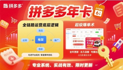 拼多多年卡【8月更新6节】拼多多全链路运营底层逻辑，超级爆单术-致富学堂