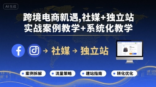 跨境电商新机遇，社媒+独立站，实战案例教学+系统化教学-致富学堂