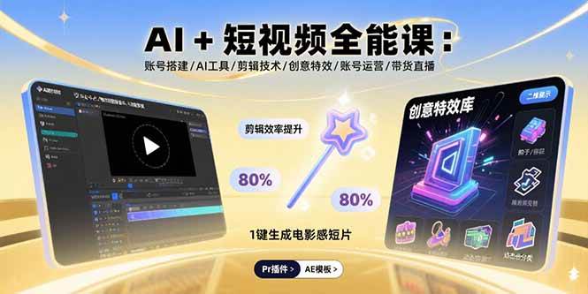 （15862期）AI+短视频全能课：账号搭建/AI工具/剪辑技术/创意特效/账号运营/带货直播-致富学堂