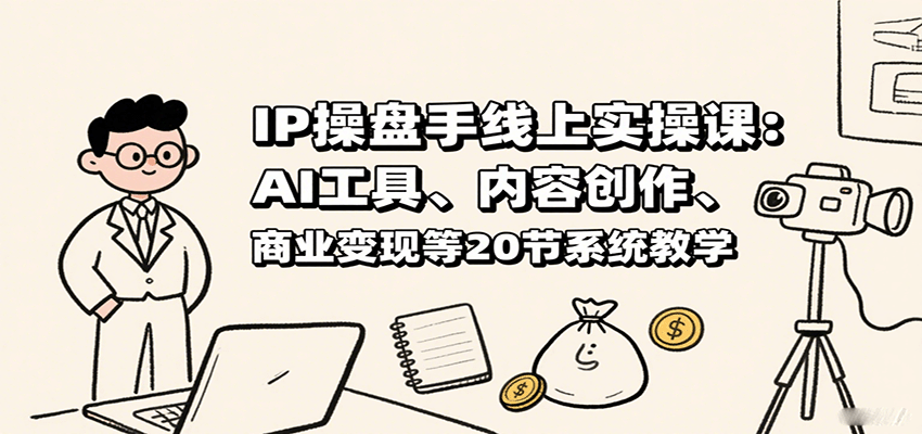 IP操盘手线上实操课：AI工具、内容创作、商业变现等20节系统教学-致富学堂