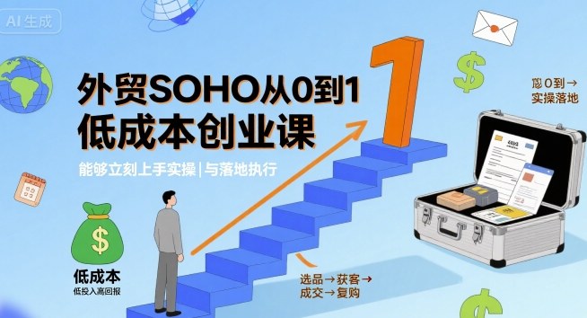 外贸SOHO从0到1低成本创业课，能够立刻上手实操与落地执行-致富学堂