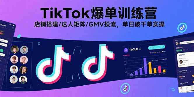 （15920期）TikTok爆单训练营，店铺搭建/达人矩阵/GMV投流，单日破千单实操-致富学堂