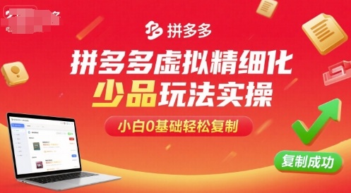 拼多多虚拟精细化少品玩法实操，小白0基础轻松复制-致富学堂