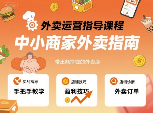 外卖运营指导课程，中小商家外卖指南，手把手带出能挣钱的外卖店-致富学堂