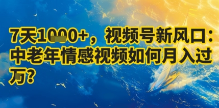 7天收益1k+，视频号新风口：中老年情感视频如何月入过W?-致富学堂