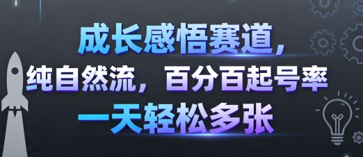 成长感悟赛道，纯自然流，百分百起号率 一天轻松多张-致富学堂