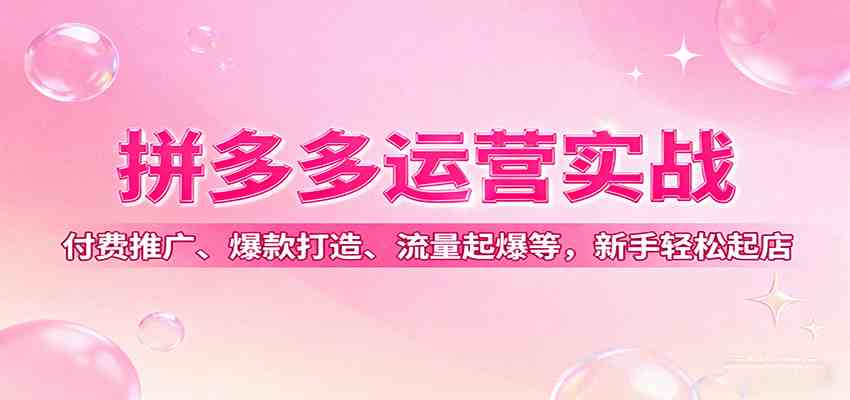 拼多多运营实战，付费推广、爆款打造、流量起爆等，新手轻松起店-致富学堂