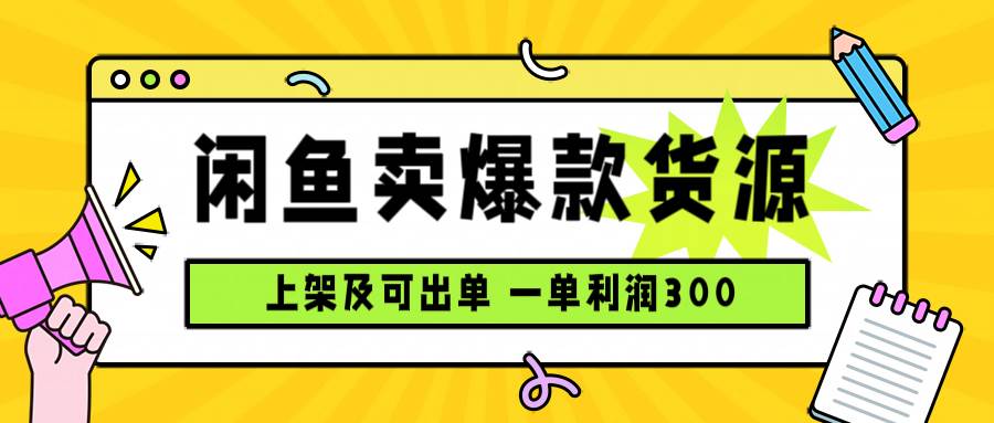 （15977期）闲鱼卖爆款货源，每天利润1000，上架即出单-致富学堂