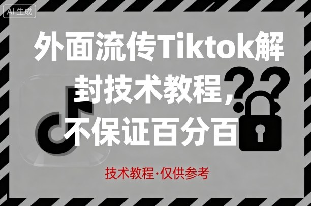 外面流传Tiktok解封技术教程，不保证百分百，具体自测-致富学堂