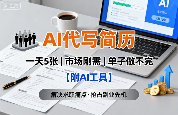 AI代写简历，一天5张，今年找工作难，市场刚需，单子做不完【附AI工具】-致富学堂