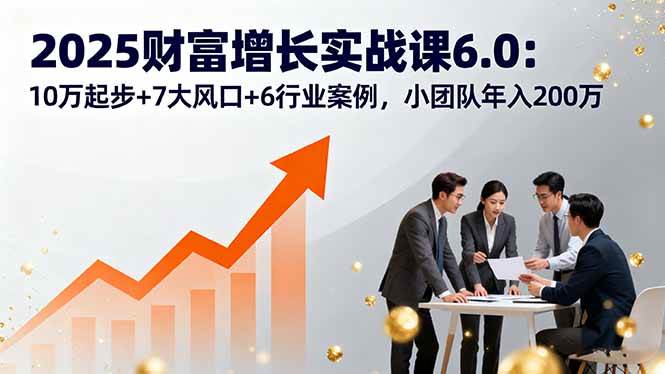 （16004期）2025财富增长实战课6.0：10万起步+7大风口+6行业案例，小团队年入200万-致富学堂