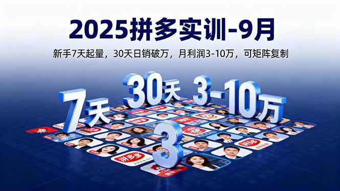 （16008期）2025拼多多实训-9月：新手7天起量,30天日销破万,月利润3-10万,可矩阵复制-致富学堂